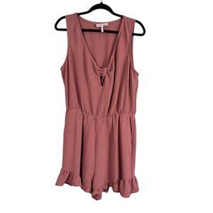 BCBG Romper Women L Pink Ruffle Neutral Minimalist Festival Y2K Feminine Girly